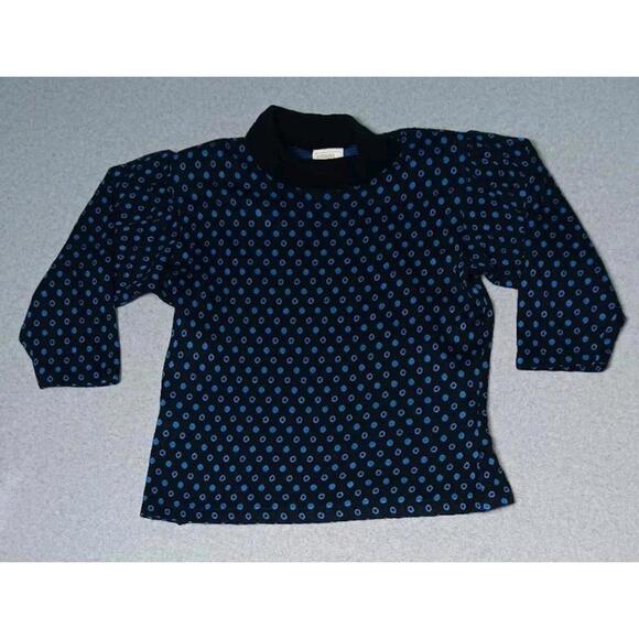 Bobbie Brooks Sweaters - Bobbie Brooks Sweater Womens Size Medium Black Blue Dots Padded Shoulders